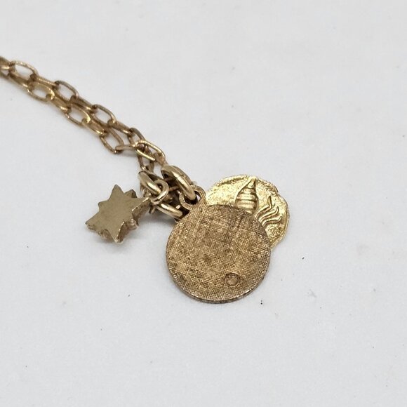 Catherine Popesco France Antiqued Gold Tone 3 Charm Pendant Necklace Bee Star - Picture 11 of 12